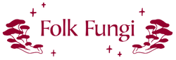 The words "Folk Fungi" surrounded by oyster mushrooms and stars.